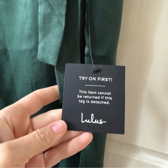 NWT Lulus Fall In Love Green Satin Midi Wrap Dress Small - Picture 9 of 11